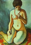 August Macke Nude with Coral Necklace Spain oil painting artist